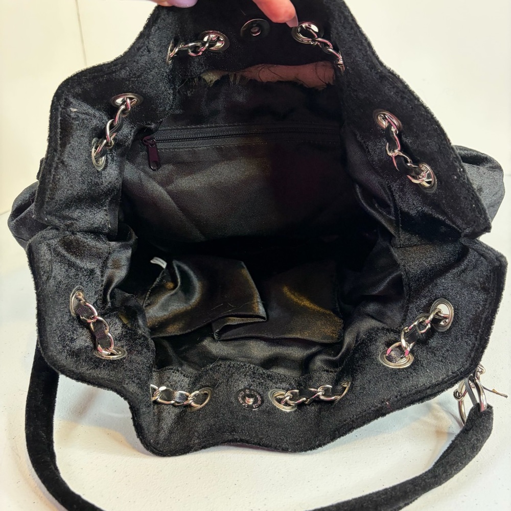 Y2K Black Velvet Sequin Butterfly Shoulder Bag Floral Beaded Boho Purse vintage - Picture 10 of 14